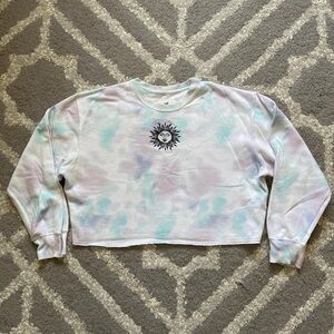 Hollister Tie-Dye Crop Top with Sun Graphic